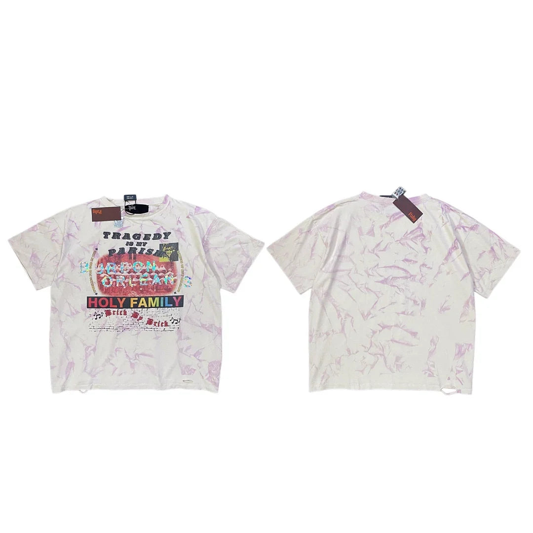 PALY Hollywood Purple Tie-Dye Vintage Graphic T-Shirt - Purple/White