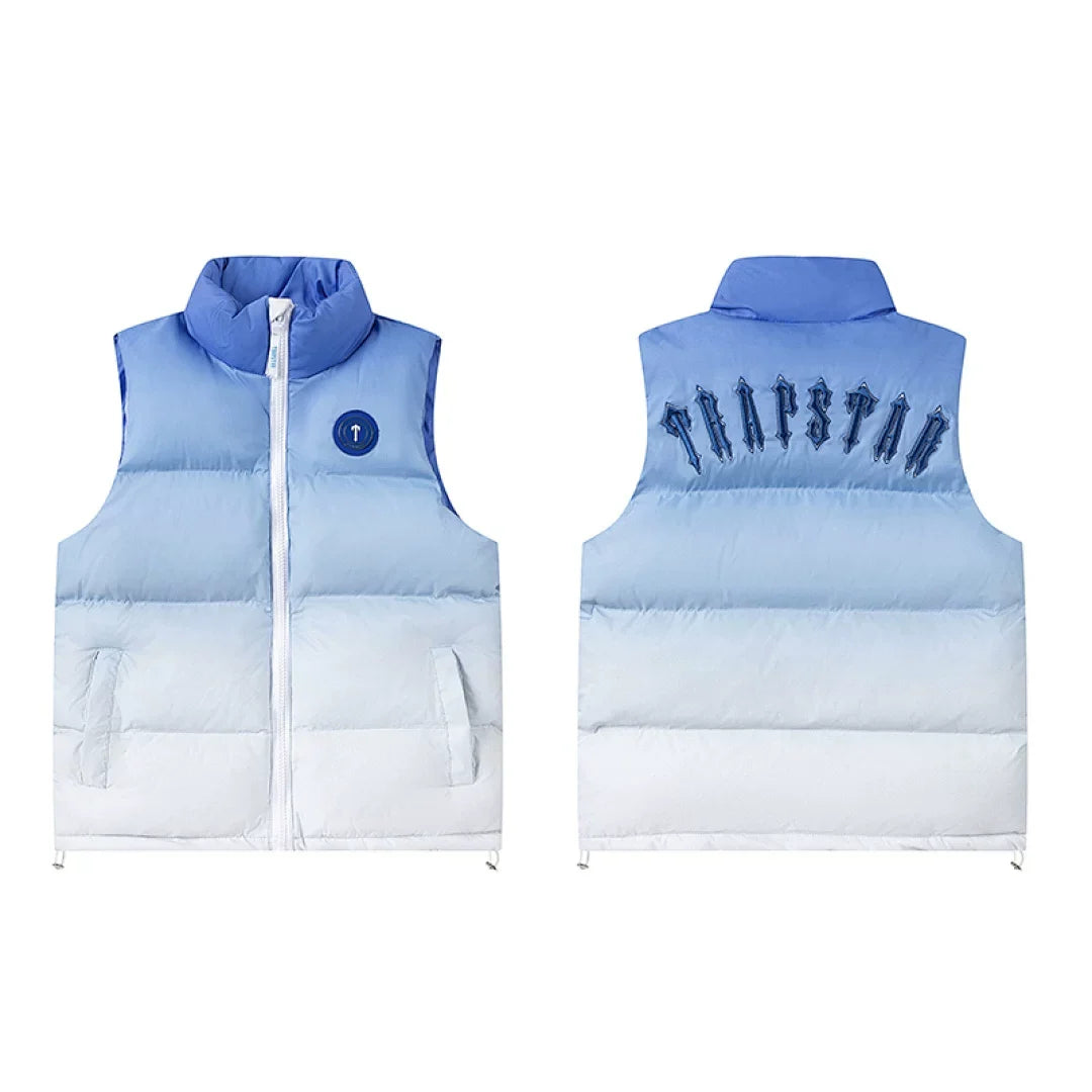 Trapstar Ombre Fade Puffer Vest - Blue/White